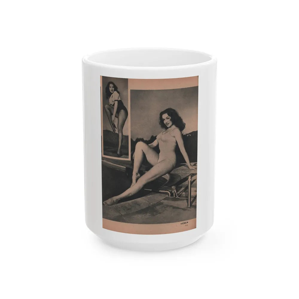 Julie Newmar #459 - Pages 111 Pages 3 of 5 with, Julie+2 B&W Photos from EYE Digest Mag. Dec. '53 (Vintage Female Icon) White Coffee Mug-15oz-Go Mug Yourself