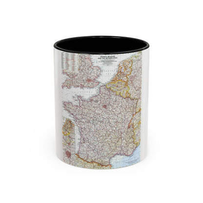 France, Belgium, and the Netherlands (1960) (Map) Accent Coffee Mug