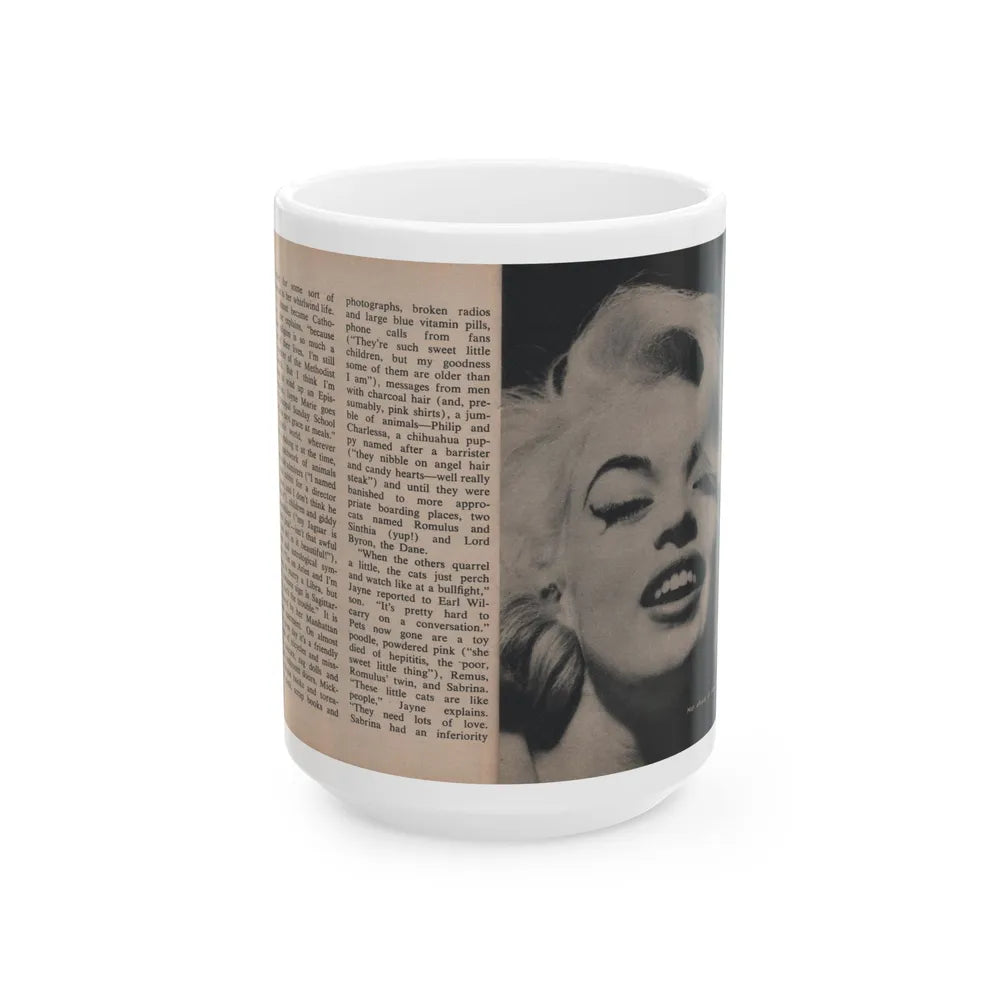 Jayne Mansfield #293 - JAYNE Pocket Magazine Pages 30 & 31 (Vintage Female Icon) White Coffee Mug-15oz-Go Mug Yourself