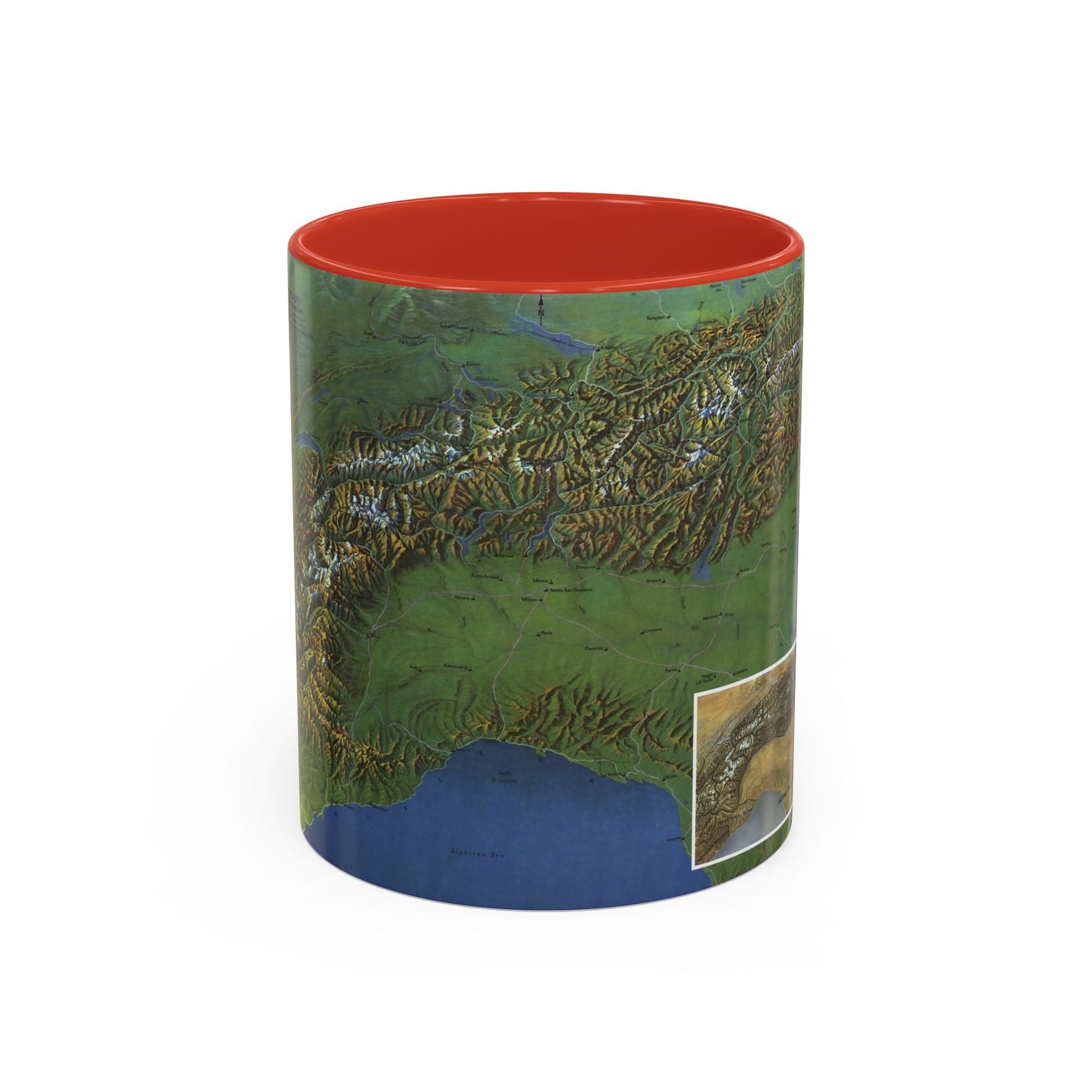 Alps, The - Europe's Backbone (1965) (Map) Accent Coffee Mug