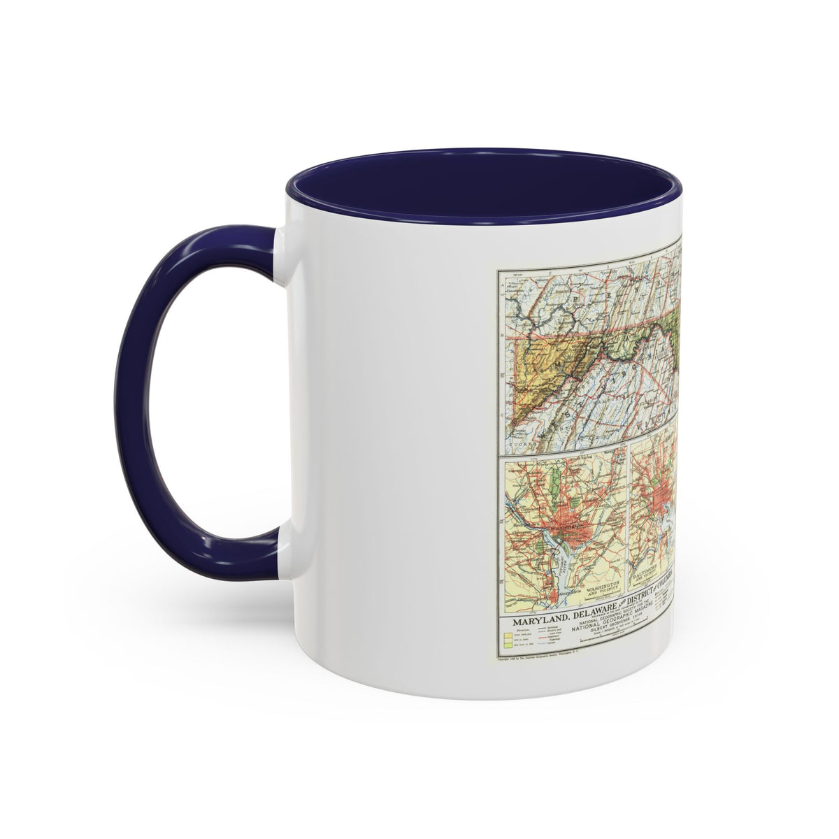 USA - Maryland, Delaware (1927) (Map) Accent Coffee Mug