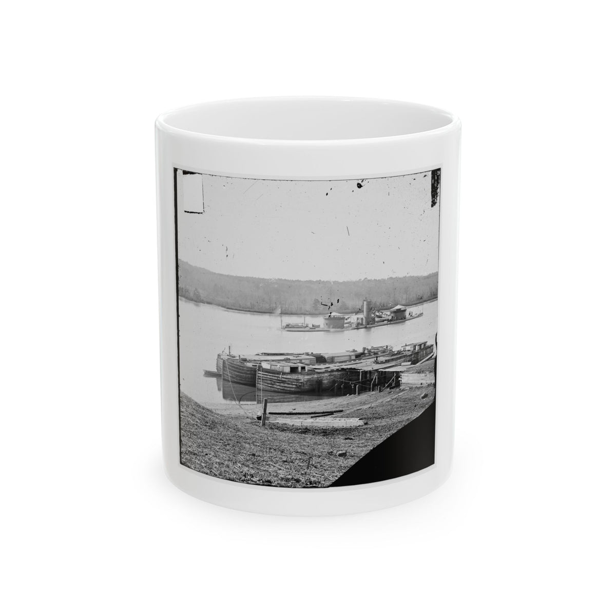 Aiken's Landing, Va.  Double-Turreted Monitor U.S.S. Onondaga On The James (U.S. Civil War) White Coffee Mug