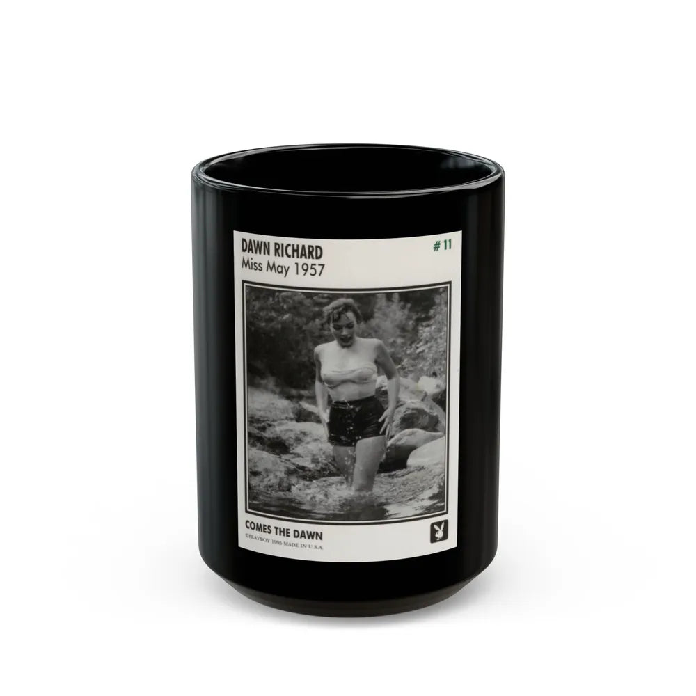 Dawn Richard #108 - Dawn on 2.5x3.5 Playboy Collector Card (Vintage Female Icon) Black Coffee Mug-15oz-Go Mug Yourself