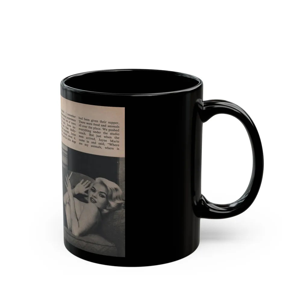 Jayne Mansfield #304 - JAYNE Pocket Magazine Pages 52 & 53 (Vintage Female Icon) Black Coffee Mug-Go Mug Yourself