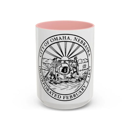 Seal of Omaha Nebraska - Accent Coffee Mug-15oz-Pink-Go Mug Yourself