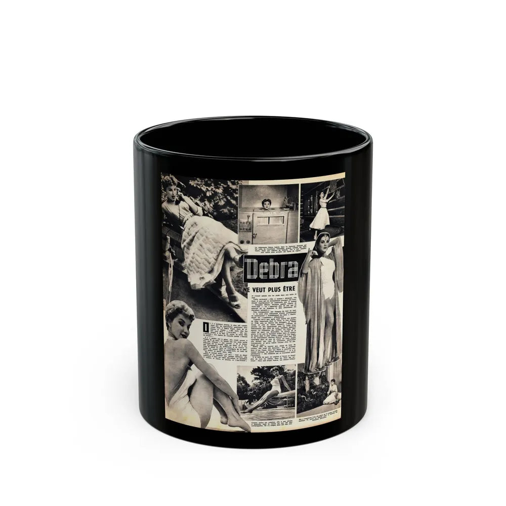 Debra Paget #482 - 7 B&W Photos on French Mag. Page (Vintage Female Icon) Black Coffee Mug-11oz-Go Mug Yourself