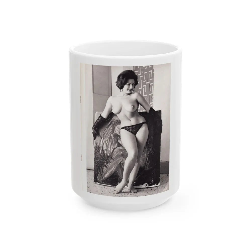 June Palmer #206 - Topless (Vintage Female Icon) White Coffee Mug-15oz-Go Mug Yourself