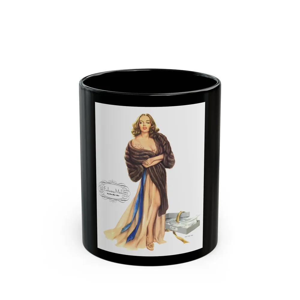 Enchanting Minks, Esquire, March 1948 - Black Coffee Mug-11oz-Go Mug Yourself