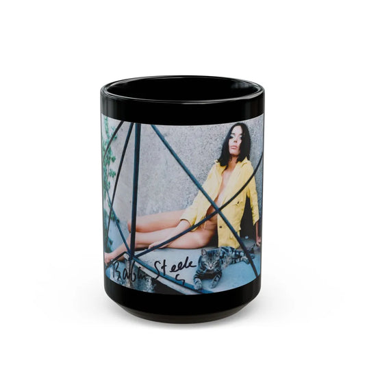 Barbara Steele #17 (Vintage Female Icon) Black Coffee Mug-15oz-Go Mug Yourself