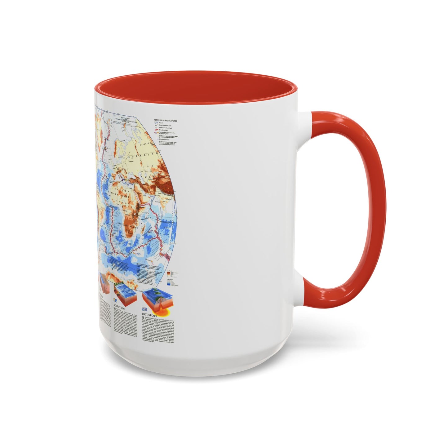 World Map - Earth's Dynamic Crust (1985) (Map) Accent Coffee Mug