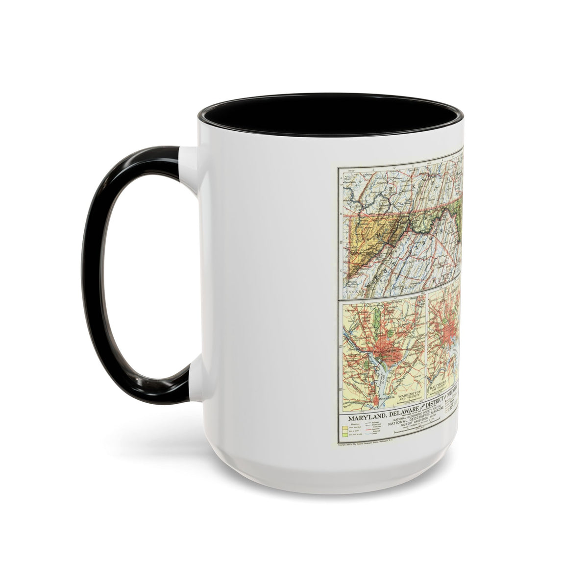 USA - Maryland, Delaware (1927) (Map) Accent Coffee Mug