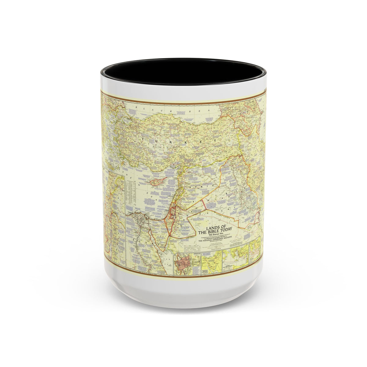 Middle East - Lands of the Bible Today (1956) (Map) Accent Coffee Mug