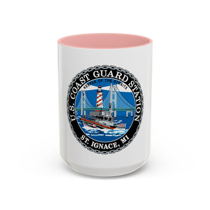 USCG Station St Ignace MI (U.S. Coast Guard) Accent Coffee Mug