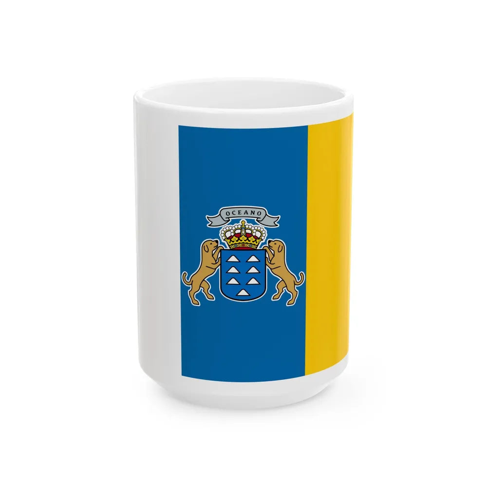 Flag of the Canary Islands Spain - White Coffee Mug-15oz-Go Mug Yourself