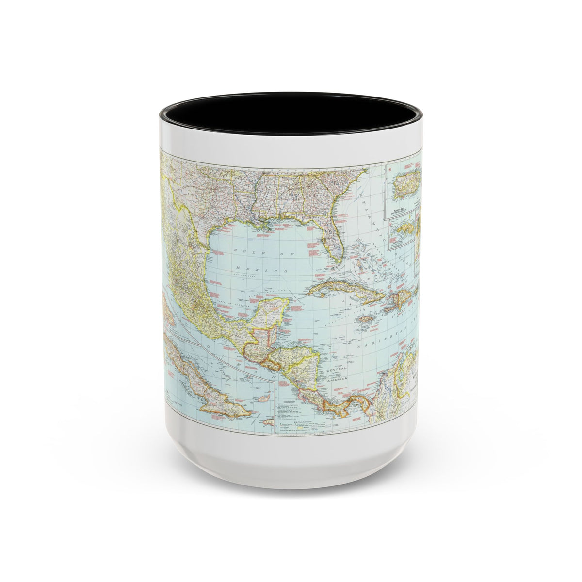 Central America & West Indies (1939) (Map) Accent Coffee Mug