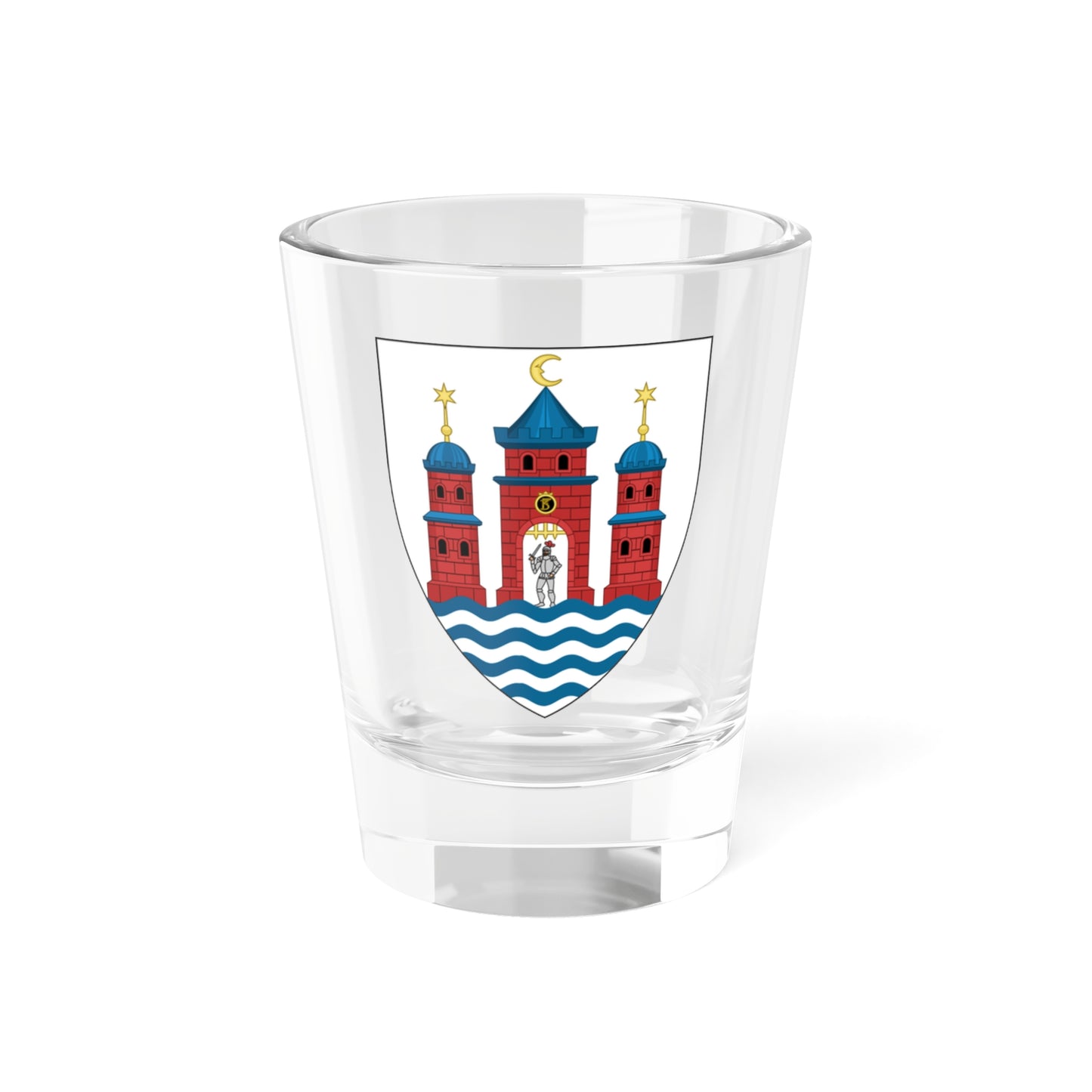 Lesser coat of arms of Copenhagen (Denmark) (Coat of Arms) Shot Glass 1.5oz