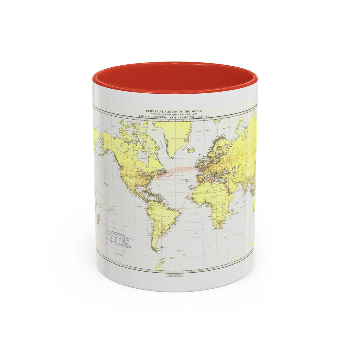 Submarine Cables of the World (1896) (Map) Accent Coffee Mug