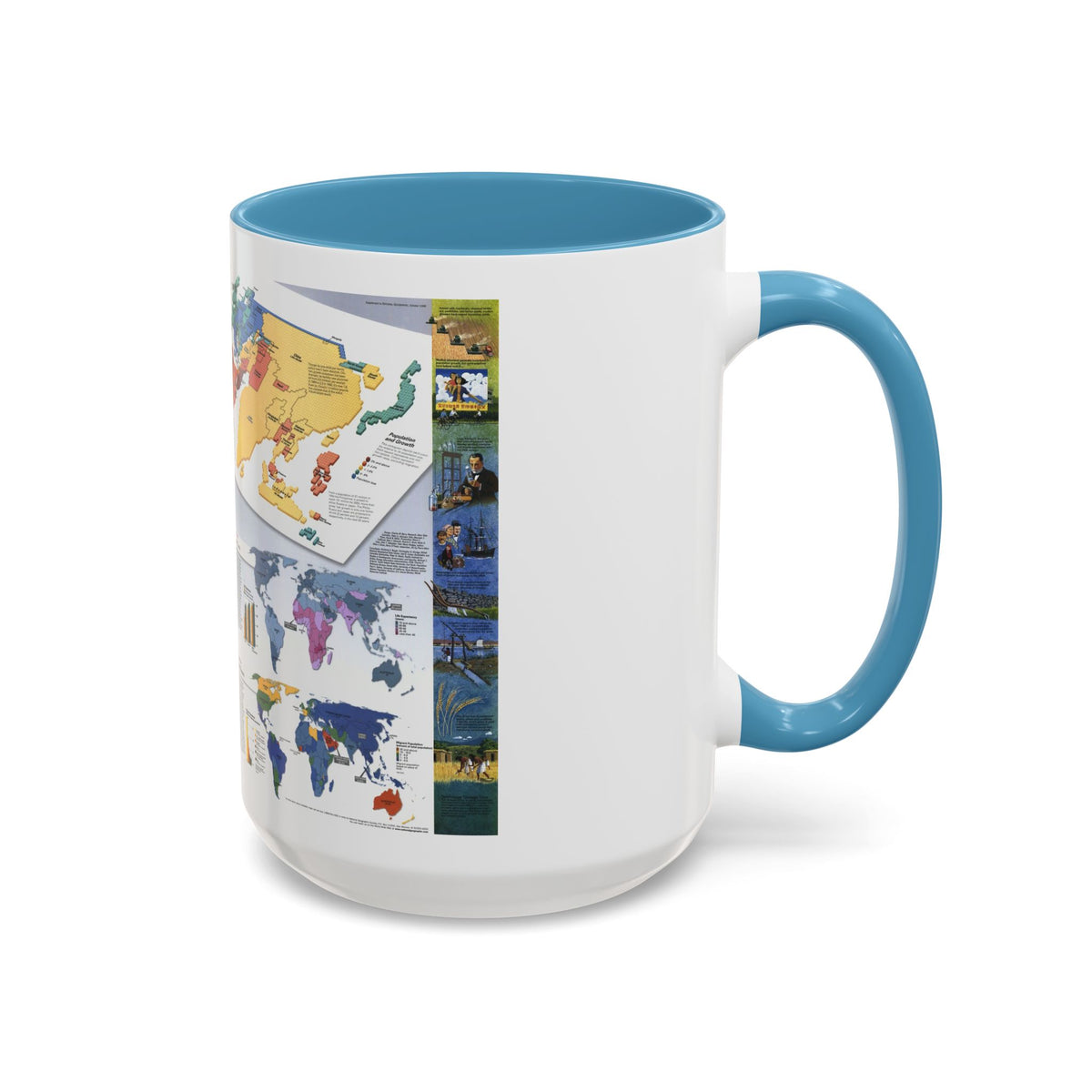 World Map - Population (1998) (Map) Accent Coffee Mug