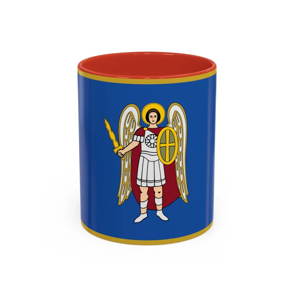 Flag of Kyiv Ukraine - Accent Coffee Mug-11oz-Red-Go Mug Yourself