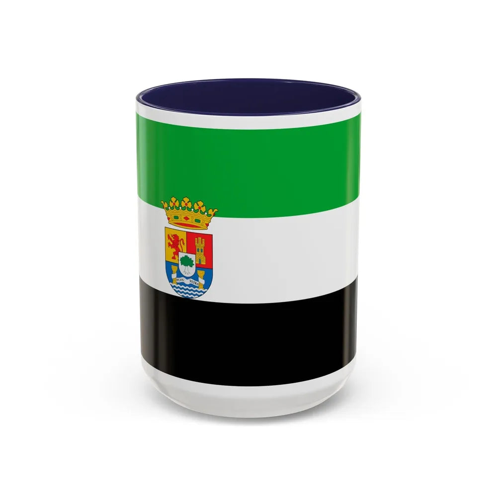 Flag of Extremadura Spain - Accent Coffee Mug-15oz-Navy-Go Mug Yourself