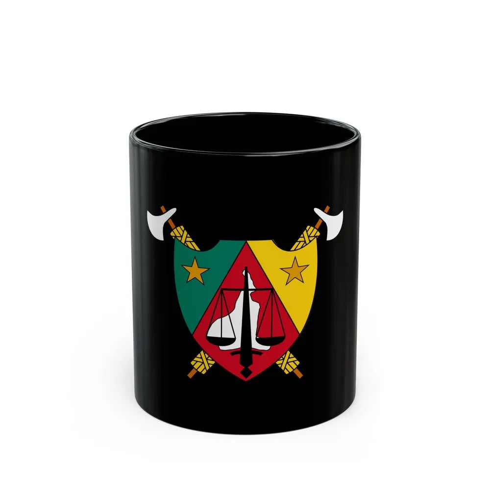 Coat of Arms of Cameroon (1960-1961) - Black Coffee Mug-11oz-Go Mug Yourself