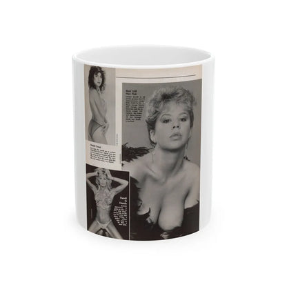 Linda Blair #307 - 1 B&W Photo & Page with, caption Linda on far right only (Vintage Female Icon) White Coffee Mug-11oz-Go Mug Yourself