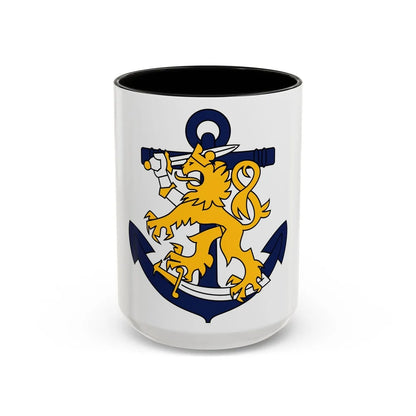 Coat of Arms of Finnish Navy - Accent Coffee Mug-15oz-Black-Go Mug Yourself