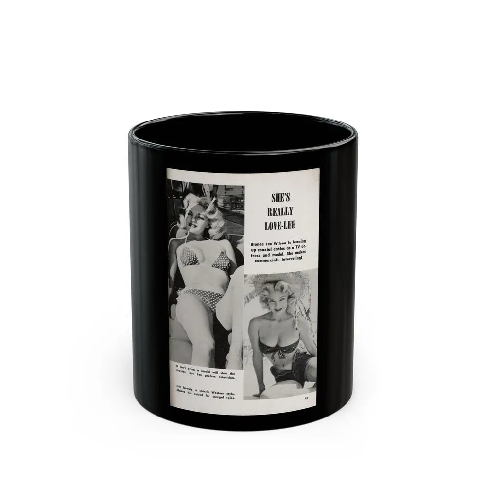 Lee Wilson #17 - Pages 3 of 3 Featuring, Lee 2 B&W Photos & Caption from TAB Digest Mag. February '58 (Vintage Female Icon) Black Coffee Mug-11oz-Go Mug Yourself