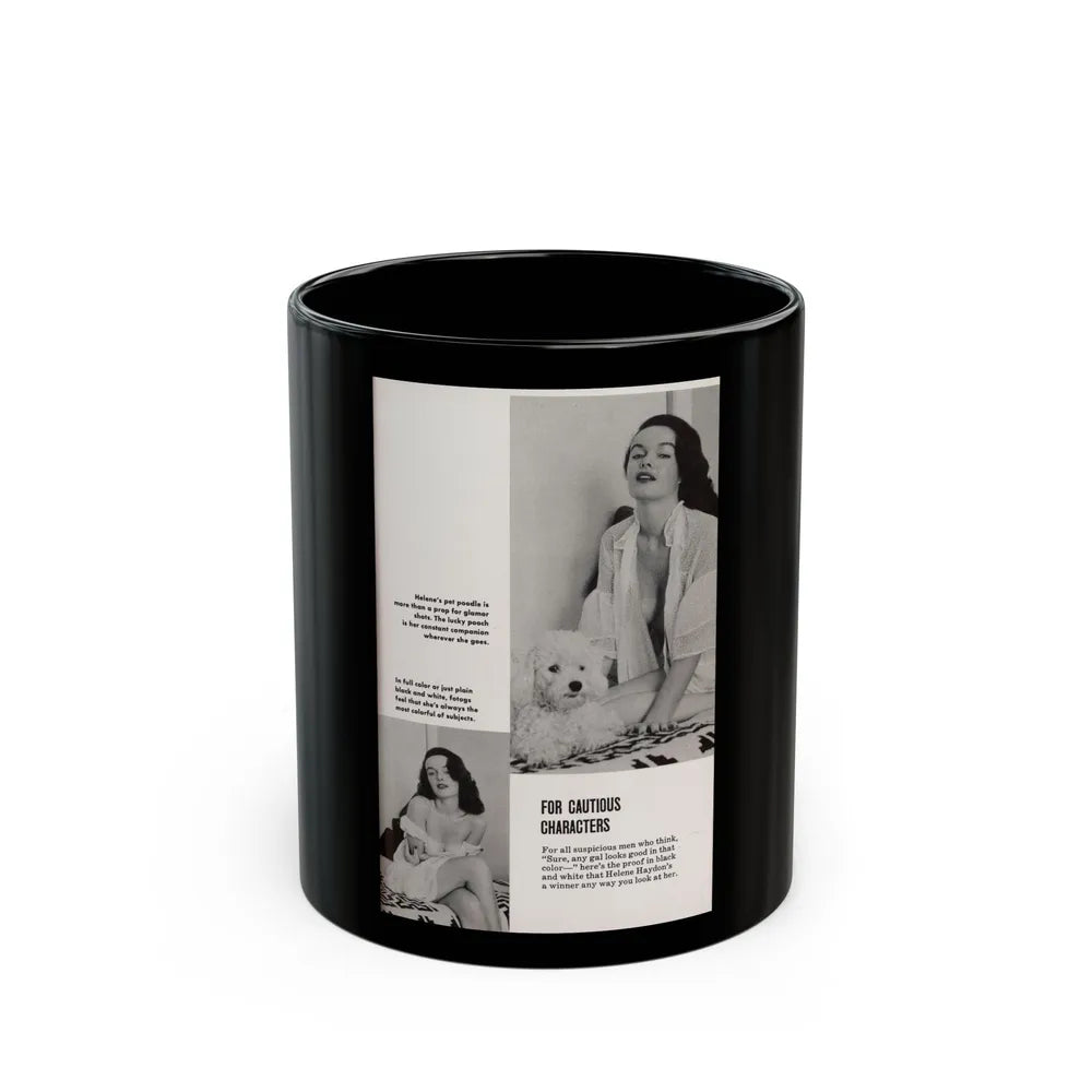 Helene Hayden #12 - 2 B&W Photos & Captions from Picture Scope Digest Mag. Jan. '57 (Vintage Female Icon) Black Coffee Mug-11oz-Go Mug Yourself