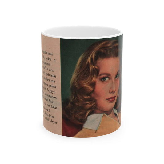 Peggy Dow #66 - 3x4.5 Early 50's Color Glamour Protrait Photos from Magazine Clipping (Vintage Female Icon) White Coffee Mug-11oz-Go Mug Yourself