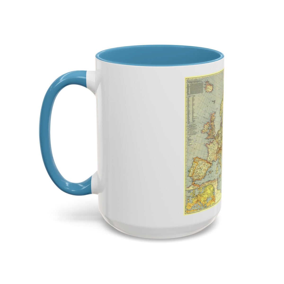 Europe and the Mediterranean (1938) (Map) Accent Coffee Mug