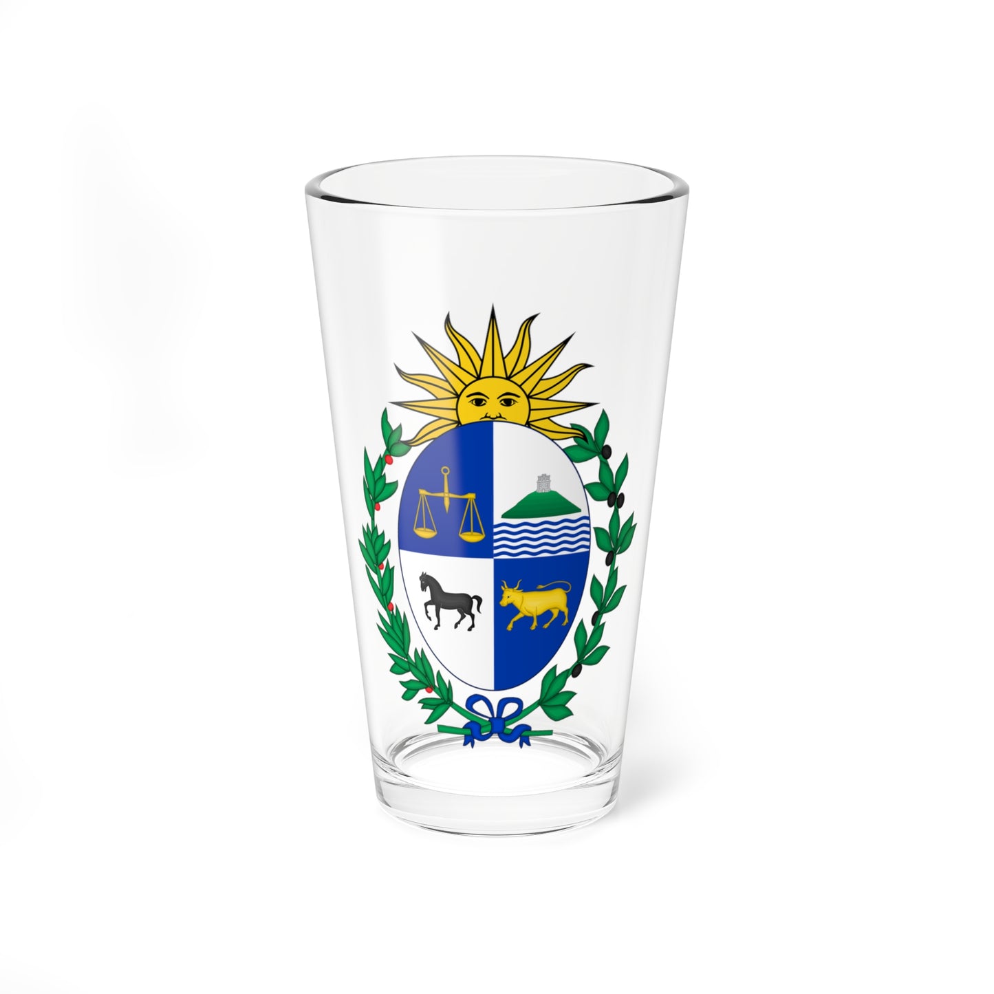 Coat of arms of Uruguay Sun of May variant (Uruguay) (Coat of Arms) Pint Glass 16oz