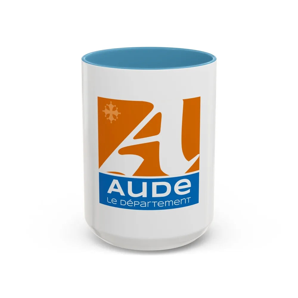 Flag of Aude France - Accent Coffee Mug-15oz-Light Blue-Go Mug Yourself