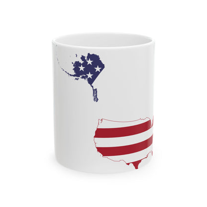 Flag-map of the United States 50 states (United States) White Coffee Mug