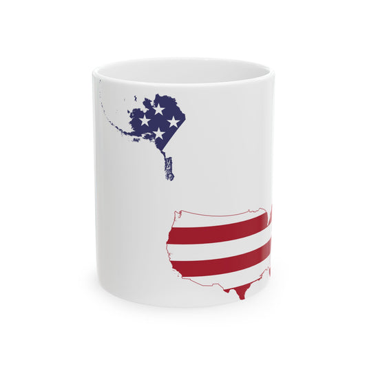 Flag-map of the United States 50 states (United States) White Coffee Mug