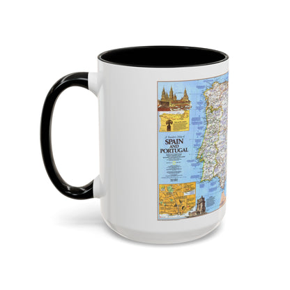 Spain and Portugal - A Traveller's Map 1 (1984) (Map) Accent Coffee Mug