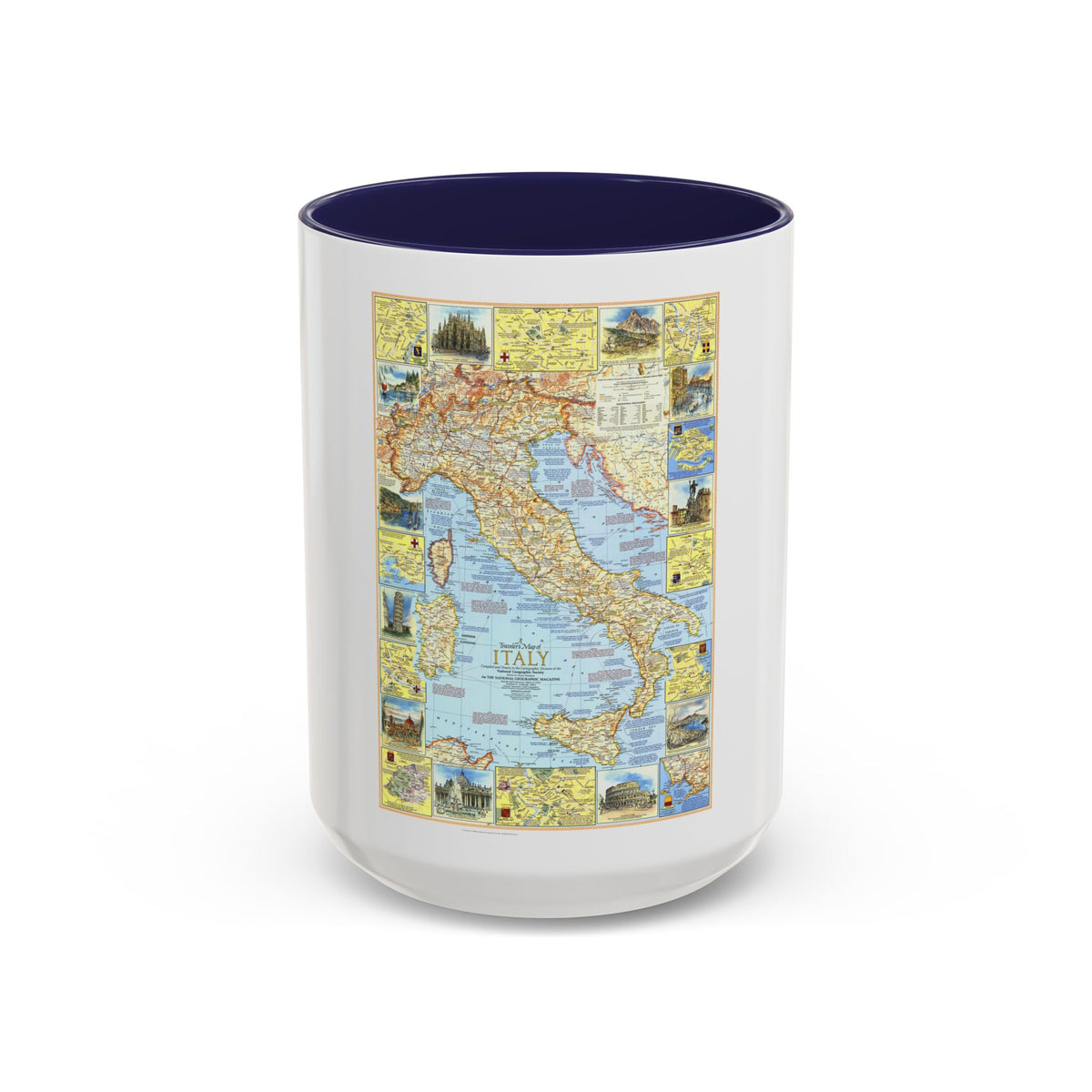 Italy - A Traveller's Map 1 (1970) (Map) Accent Coffee Mug