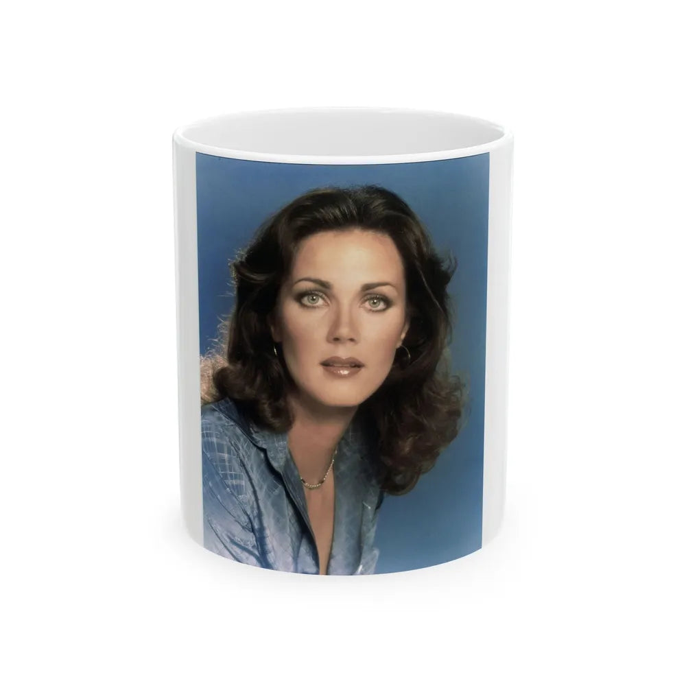 Lynda Carter #226 (Vintage Female Icon) White Coffee Mug-11oz-Go Mug Yourself