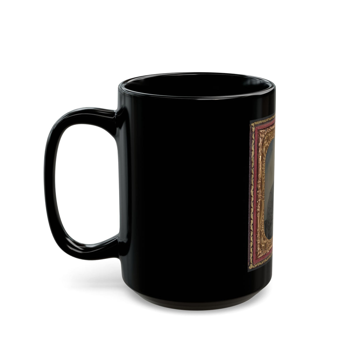 Unidentified Soldier In Confederate Sargeant's Uniform And Company B Hat With Saber (U.S. Civil War) Black Coffee Mug