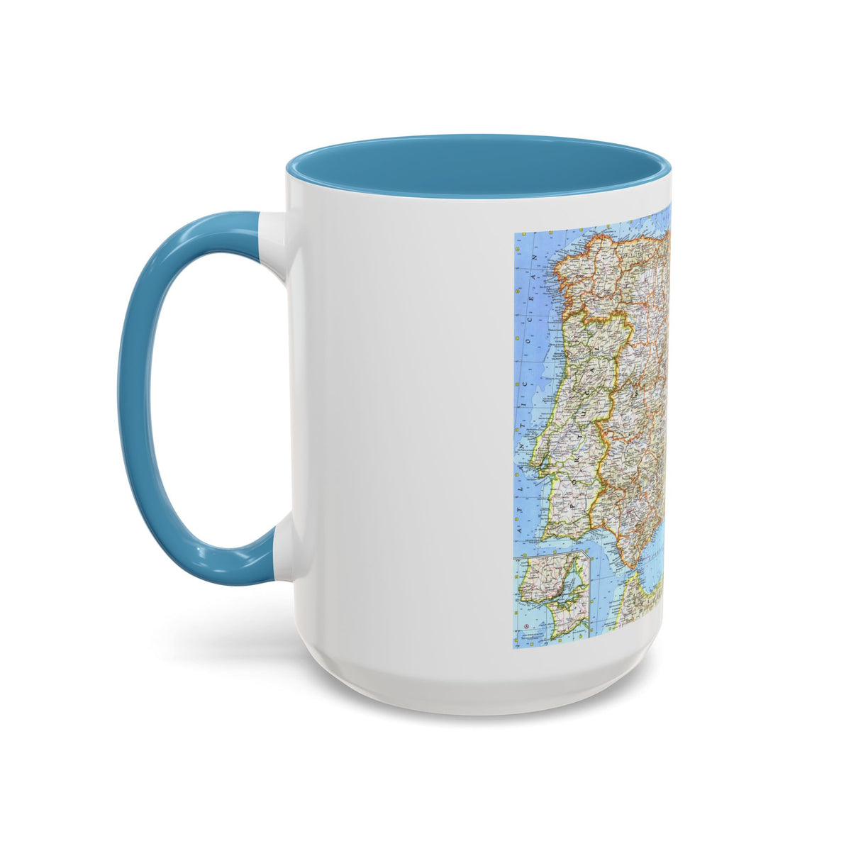 Spain and Portugal (1965) (Map) Accent Coffee Mug