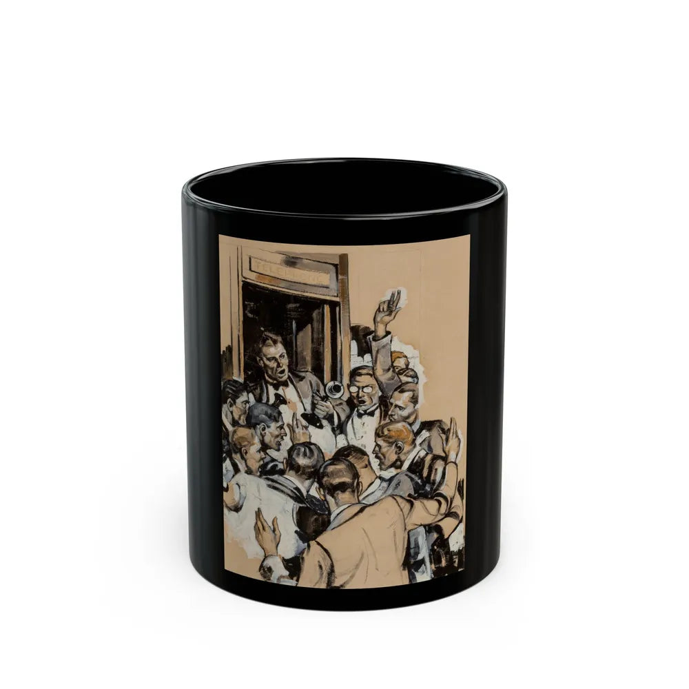 Crowding the Phone Booth - Black Coffee Mug-11oz-Go Mug Yourself