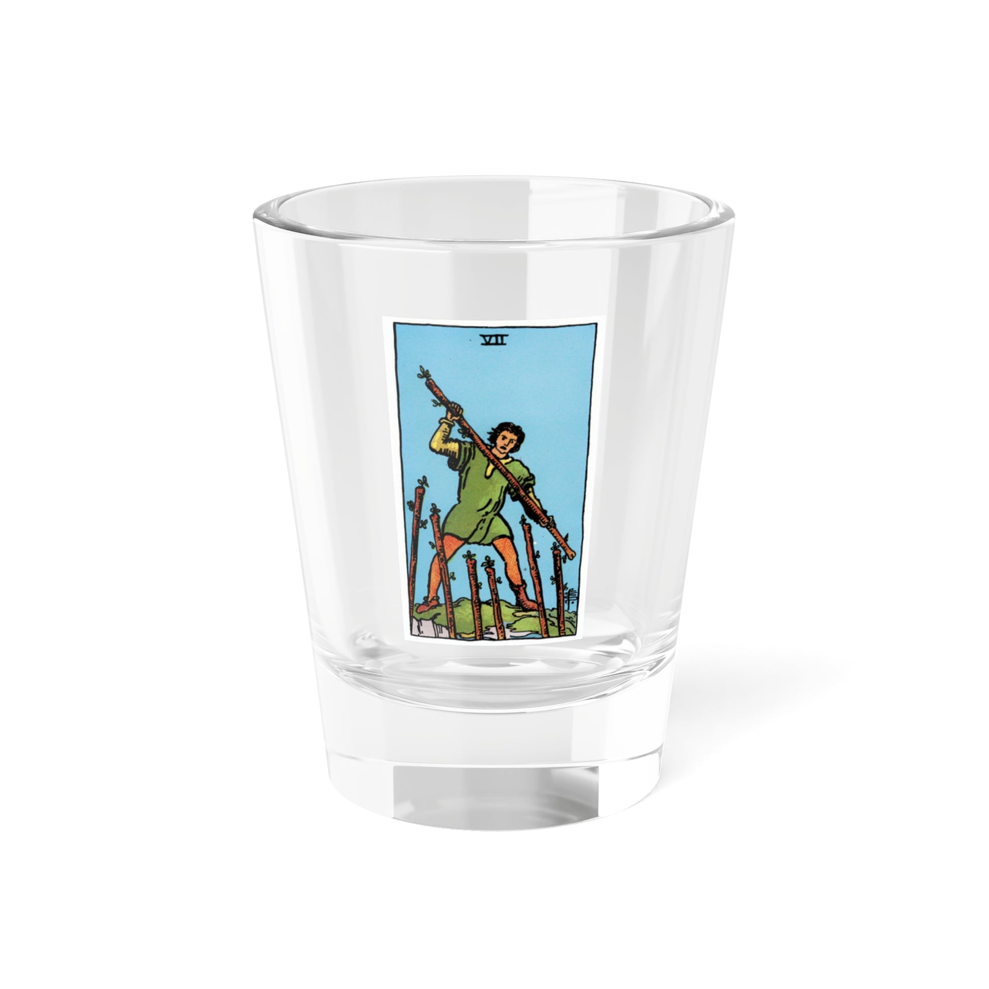 The 7 of Wands (Tarot Card) Shot Glass 1.5oz-1.5oz-Go Mug Yourself