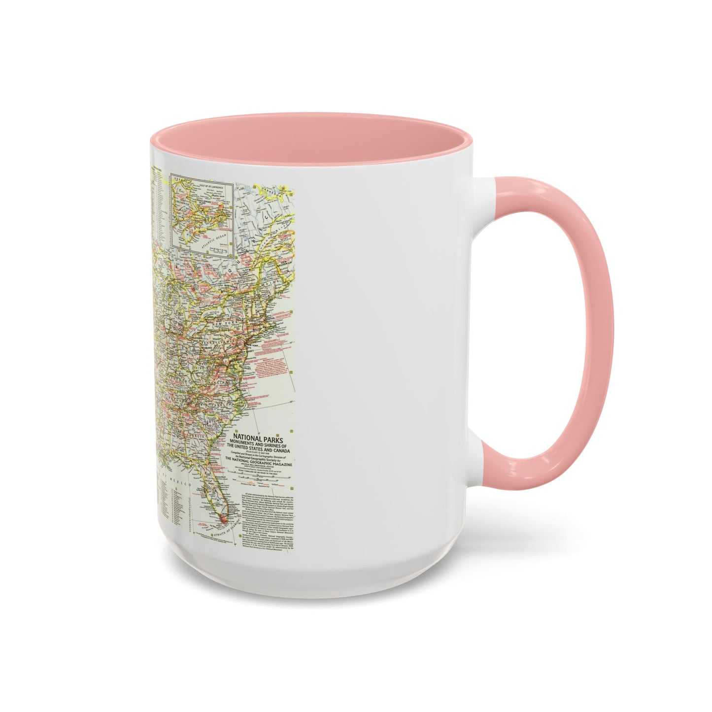 États-Unis - Parcs nationaux et sites historiques 1 (1958) (Carte) Tasse à café Accent