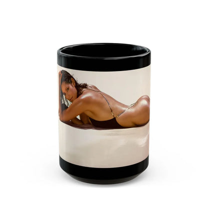 Barbara Carrera #97 (Vintage Female Icon) Black Coffee Mug-15oz-Go Mug Yourself