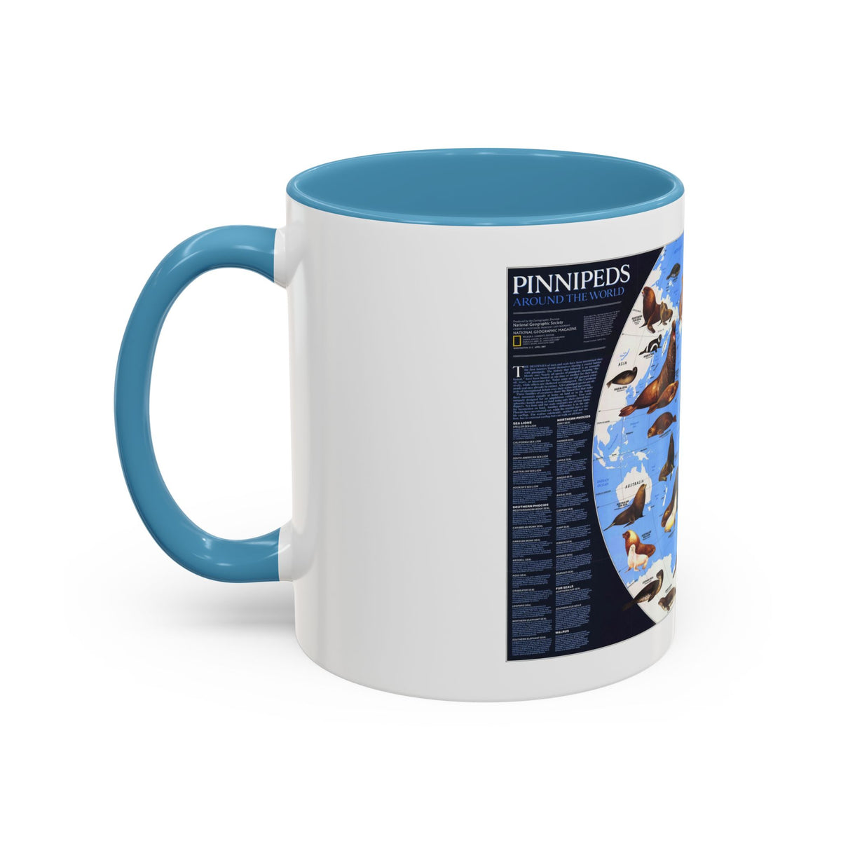 Pinnipeds Around the World (1987) (Map) Accent Coffee Mug