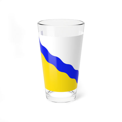 Flag of Novovarshavsky rayon Omsk oblast 2006 (Russia) Pint Glass 16oz