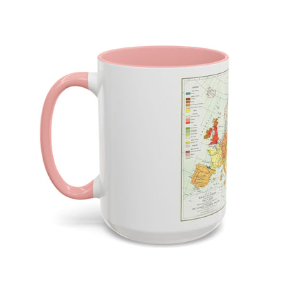 Europe & Adjoining Asia & Africa - The Races of (1919) (Map) Accent Coffee Mug