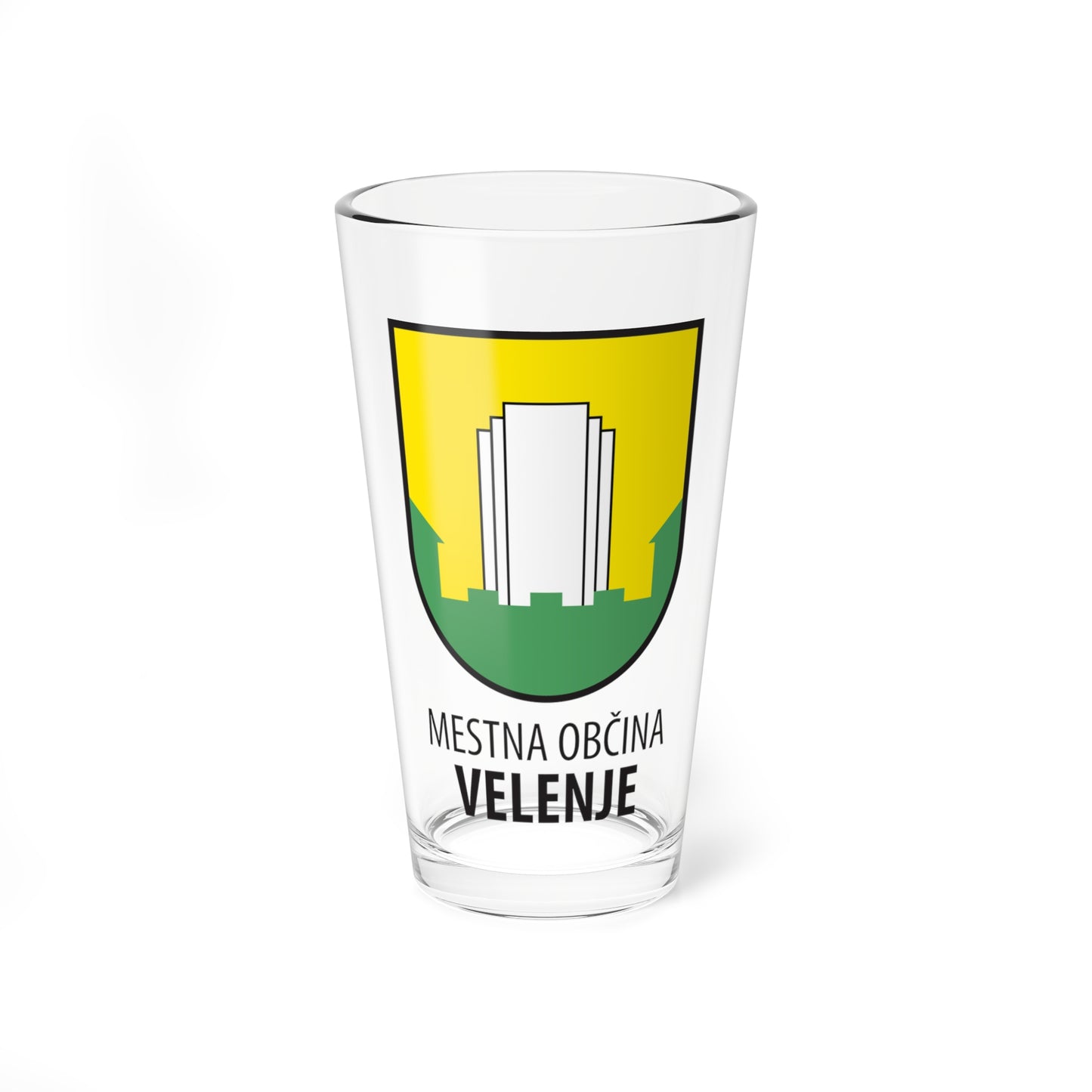Coat of arms of Velenje with lettering (Slovenia) (Coat of Arms) Pint Glass 16oz