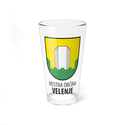 Coat of arms of Velenje with lettering (Slovenia) (Coat of Arms) Pint Glass 16oz