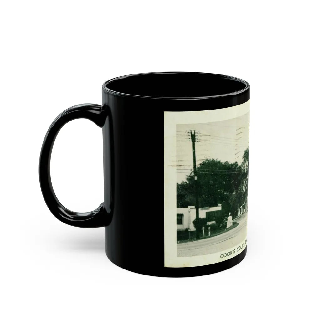 Cooks Court East of Tulsa on U S Highway 66 (Greeting Postcards) Black Coffee Mug-Go Mug Yourself